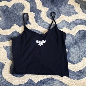Brandy Melville navy blue flower tank